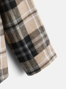 SHEIN 男孩格紋印花連帽襯衫