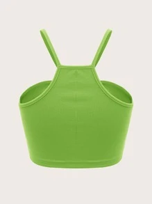 SHEIN ICON 多巴胺穿衣法愛心環狀細節吊帶上衣 - 青檸色 - 查看 2