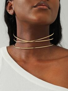 Criss Cross Cuff Choker - Yellow Gold - View 1