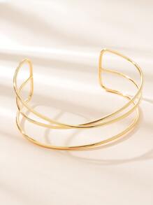 Criss Cross Cuff Choker - Yellow Gold - View 2
