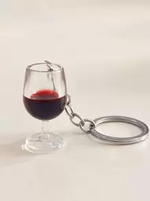 1pc Solid Wine Bottle Shaped Keychain - Multicolor - View 1