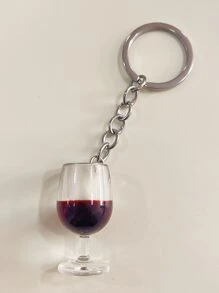 1pc Solid Wine Bottle Shaped Keychain - Multicolor - View 2