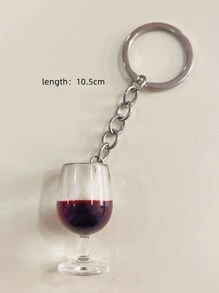 1pc Solid Wine Bottle Shaped Keychain - Multicolor - View 3