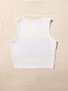 SHEIN ICON Crop Tank Top 90s Đồ họa Hình - trắng - Xem 2