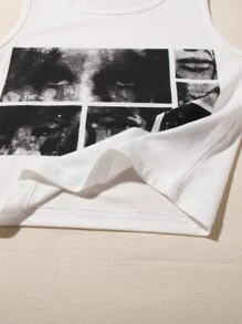 SHEIN ICON Crop Tank Top 90s Đồ họa Hình - trắng - Xem 5