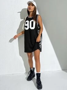 SHEIN EZwear 字母圖案直筒洋裝