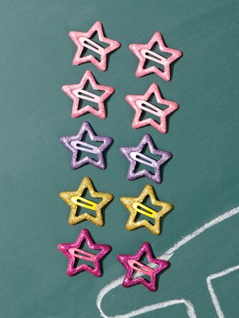 Retro 10pcs Glitter Star Decor Hair Clip