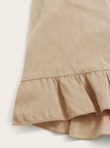 SHEIN VCAY Plus Tie Side Ruffle Trim Solid Skort
