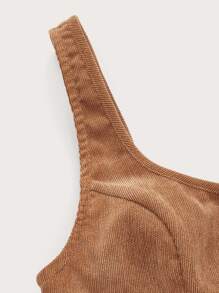 SHEIN MOD Lace Up Crop Tank Top - Khaki - View 5