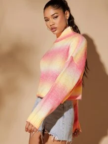 Ombre Funnel Neck Sweater - Multicolor - View 3