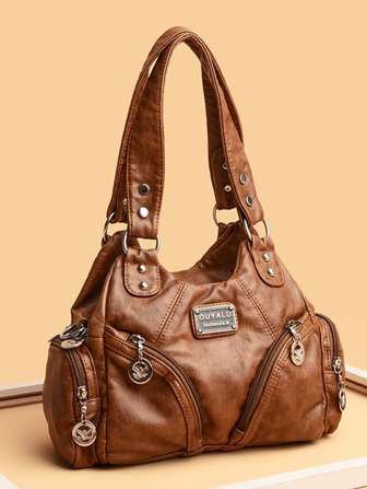 Fashionable & Concise Multi-Pocket Rivet Street-Style Vintage Elegant All-Match Crossbody/Shoulder Bag, Perfect For Shopping, Vacation And Daily Use, Rock Style Bag For Women, Y2k Bag, 2000s Fashion Style, Gothic Punk Bag For Women