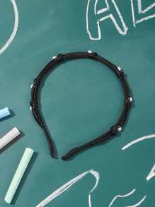 ROMWE Retro Faux Pearl Decor Headband Elegant - Black and White - View 4