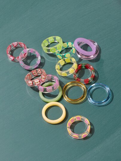 15 pezzi Anello con motivo frutta