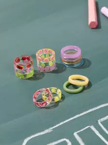 ROMWE 復古15入組水果樣式戒指 - 彩色 - 查看 2