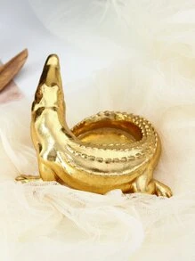 1pc Crocodile Design Candle Holder - Gold - View 6