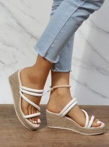 Giày bệt dày và Dép nêm Nữ màu trơn Kỳ nghỉ - trắng - Xem 1