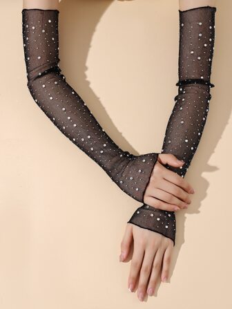 Guantes largos decorados con rhinestone para fiesta, Día de San Valentín