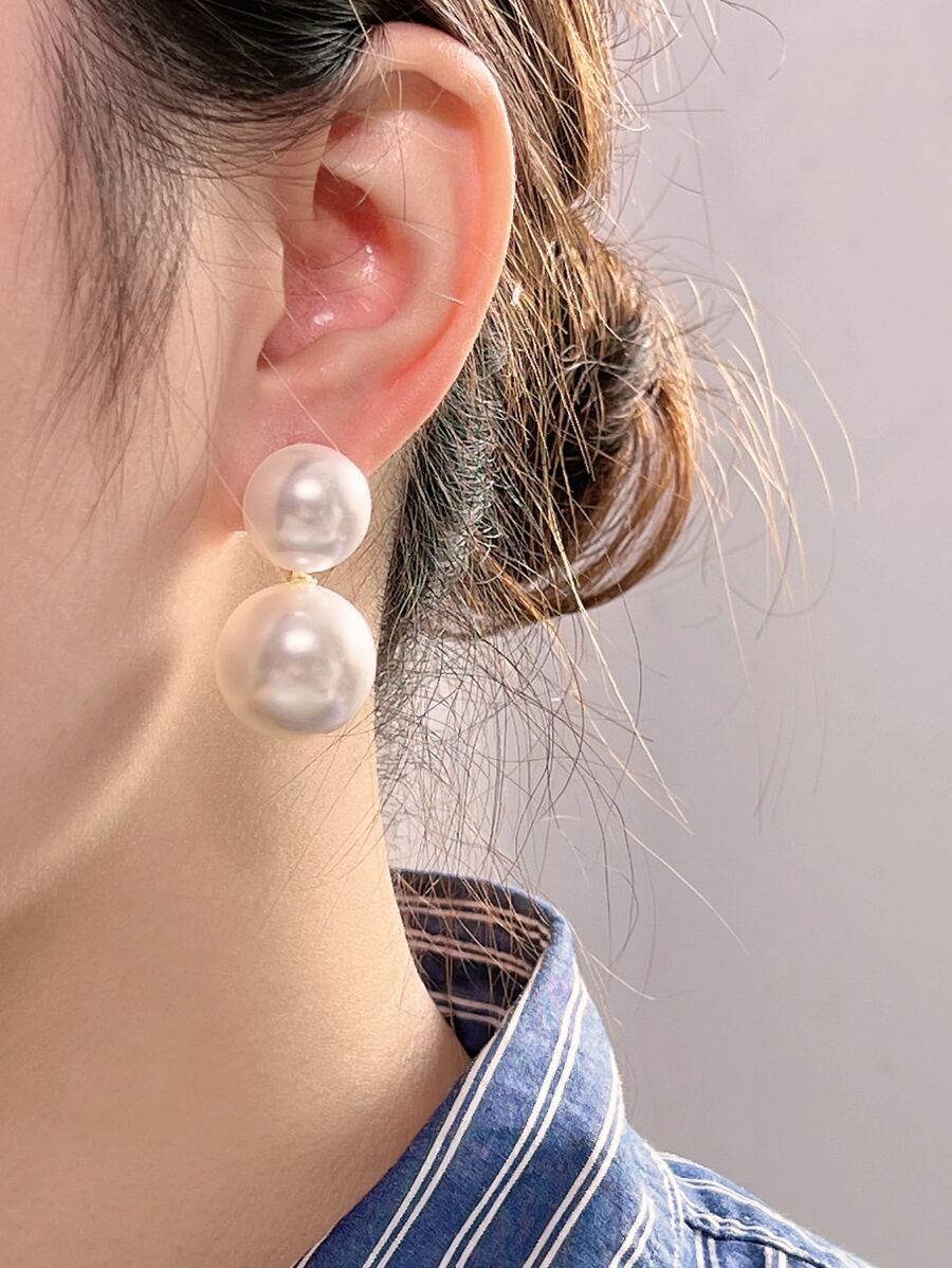 人造珍珠裝飾垂墜耳環