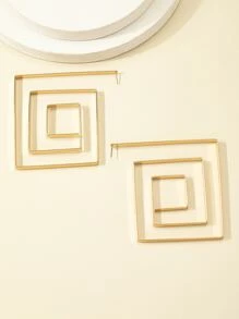 Geometric Spiral Stud Earrings - Yellow Gold - View 4
