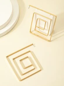 Geometric Spiral Stud Earrings - Yellow Gold - View 5