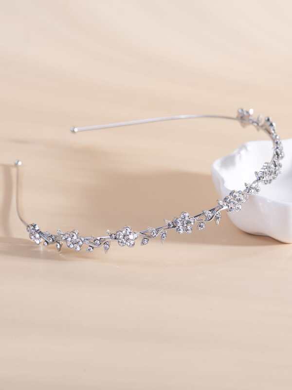 1 Stück Blumen- und Strass-verzierter Haarreif, ideal als Geschenk für Mütter, Freunde, Lehrer und Feste, geeignet als eleganter Alltagstiarenreif, Haarband, Haarkranz