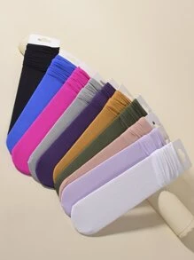 10pairs Solid Crew Socks - Multicolor - View 1