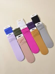 10pairs Solid Crew Socks - Multicolor - View 3
