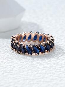 Vanel 1 chiếc nhẫn trang trí hoa cổ điển & nhẫn trang trí đá khối Zirconia màu xanh - Nhiều màu - Xem 3