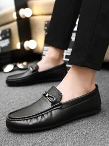 Nam Kim Loại Trang Trí Horsebit Giày Lười Giày Nhẹ Trượt Trên Giày Nam - màu đen - Xem 2