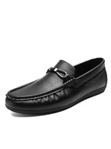 Nam Kim Loại Trang Trí Horsebit Giày Lười Giày Nhẹ Trượt Trên Giày Nam - màu đen - Xem 3