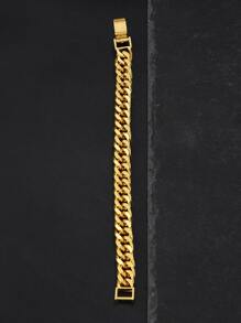 Fashionable and Popular Men Minimalist Chain Bracelet Stainless Steel for Jewelry Gift and for a Stylish Look - Yellow Gold - View 4