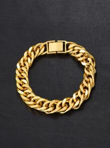 Fashionable and Popular Men Minimalist Chain Bracelet Stainless Steel for Jewelry Gift and for a Stylish Look - Yellow Gold - View 7