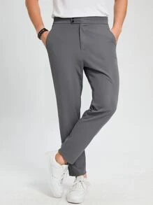 Manfinity 男士斜口袋定制西褲 - 灰色 - 查看 4