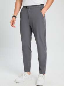 Manfinity 男士斜口袋定制西褲 - 灰色 - 查看 3