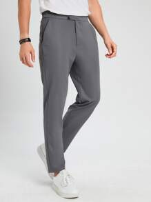 Manfinity 男士斜口袋定制西褲 - 灰色 - 查看 6