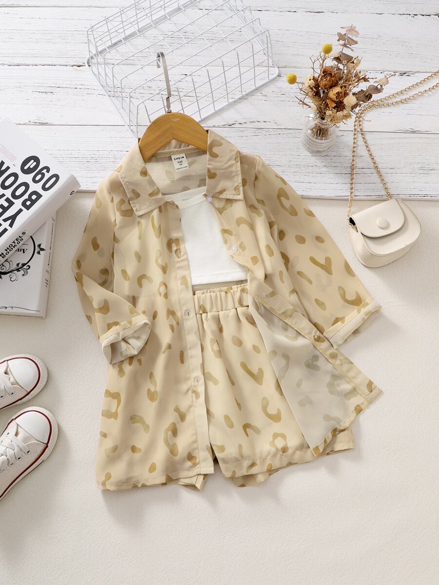 Toddler Girls Graphic Print Shirt & Shorts With Cami Top