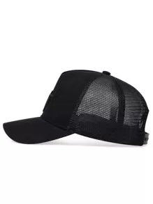 1pc Men's Antlers Embroidered Baseball Mesh Cap , Adjustable Outdoor Sun Protection Casual Hat , Suitable For Spring And Summer Travel , Beach Parties - Hitam - View 2