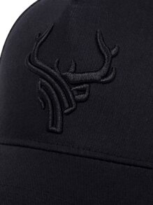 1pc Men's Antlers Embroidered Baseball Mesh Cap , Adjustable Outdoor Sun Protection Casual Hat , Suitable For Spring And Summer Travel , Beach Parties - Hitam - View 5