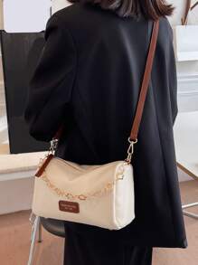 low tea Bolso De Hombro Con Diseño De Flores Y Parche De Letras De Moda, Para Mujeres, Novatos Y Trabajadores De Cuello Blanco, Para Regalos A Profesores, Para Mujeres De Negocios/comuna/trabajo/oficina, Para Festivales/vacaciones/feriados - Multicolor - Ver 6