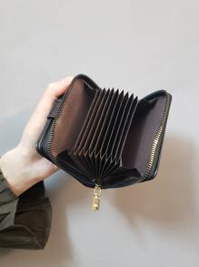 Crocodile Embossed Zipper Card Holder - Black - View 3