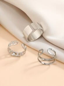 3入組鏈條設計腳趾環 - 銀色 - 查看 2