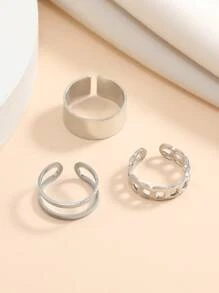 3入組鏈條設計腳趾環 - 銀色 - 查看 3