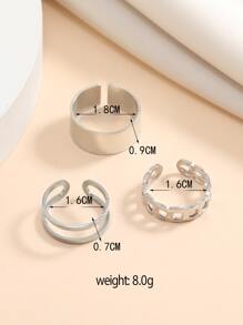 3入組鏈條設計腳趾環 - 銀色 - 查看 4