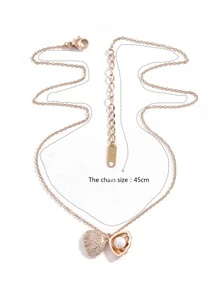 18K金鍍金水鑽貝殼吊墜項鍊 - 玫瑰金 - 查看 5