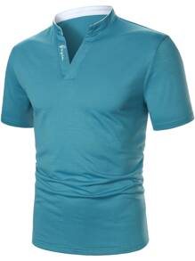 Manfinity Homme 男士字母刺繡POLO衫 - 青碧色 - 查看 1