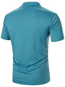 Manfinity Homme 男士字母刺繡POLO衫 - 青碧色 - 查看 2