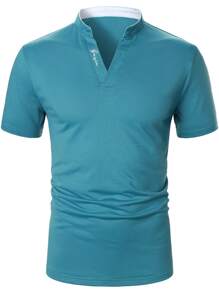 Manfinity Homme 男士字母刺繡POLO衫 - 青碧色 - 查看 3