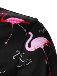 Manfinity Homme Men Flamingo & Palm Tree Print Polo Shirt - Black - View 4