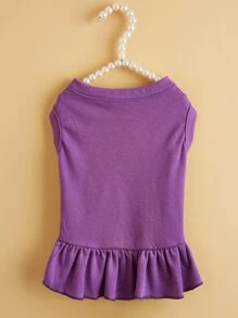 1入組素色寵物洋裝適用於狗狗和貓適合春天和夏天 - 紫色 - 查看 5