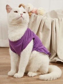 1入組素色寵物洋裝適用於狗狗和貓適合春天和夏天 - 紫色 - 查看 2